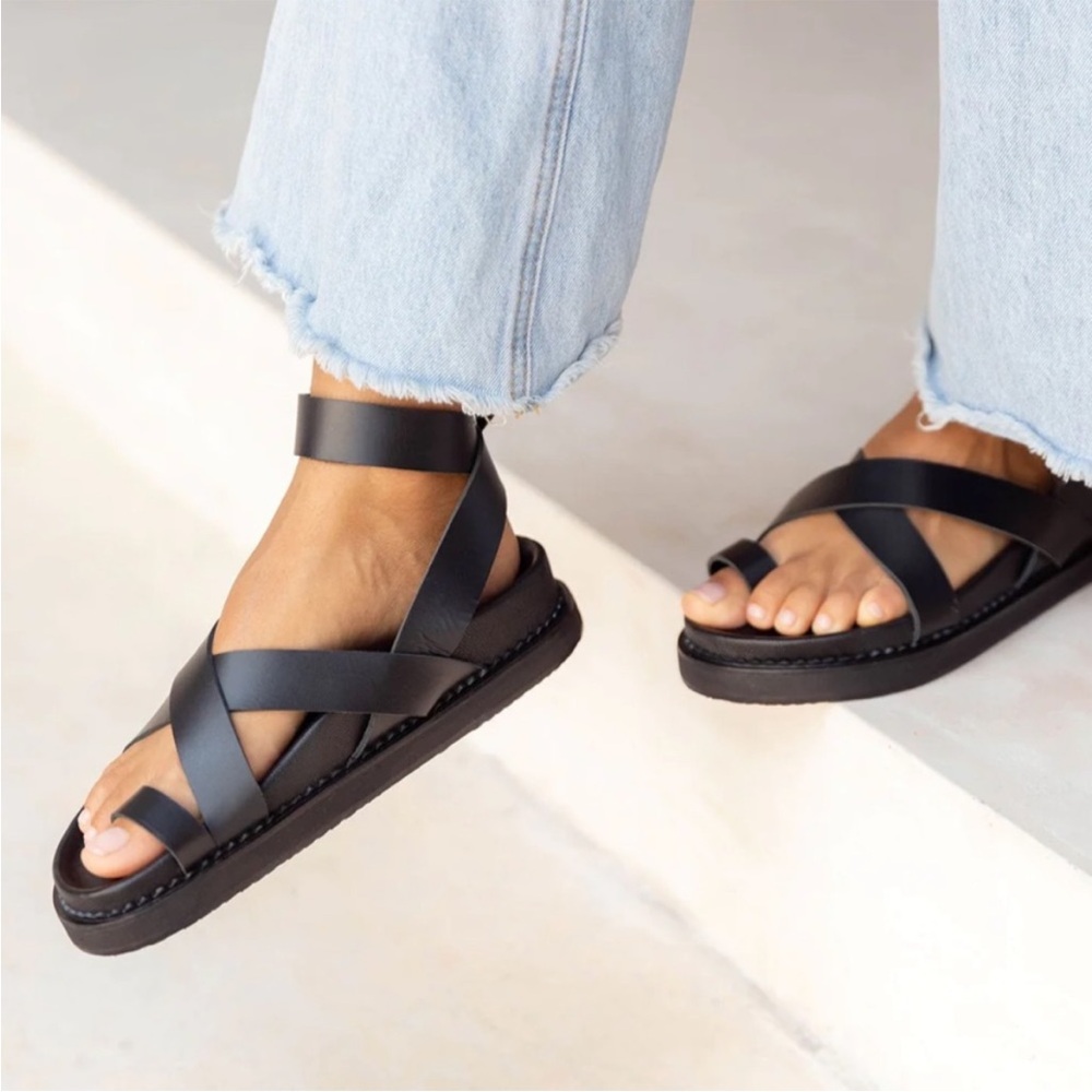 Black Strappy Sandals for Women